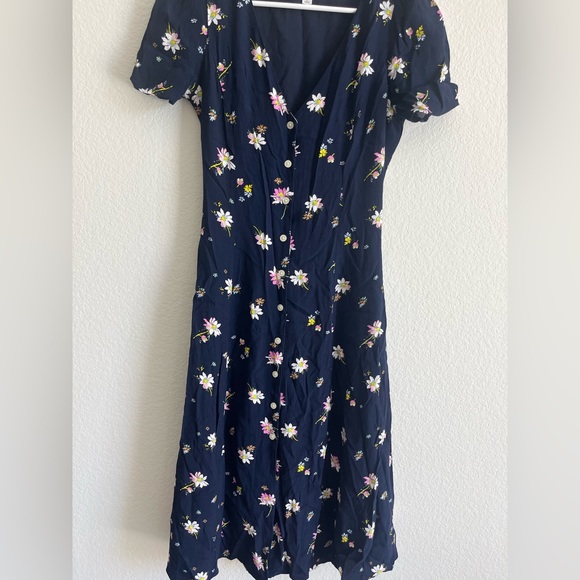 GAP floral button down midi dress in navy blue size - 00 - Picture 5 of 8